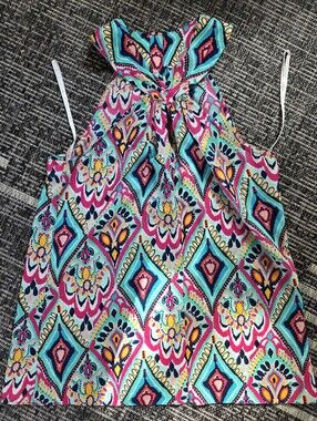 Lilly Pulitzer Size Medium Sleeveless Halter Tank Top Bright Multicolor Keyhole